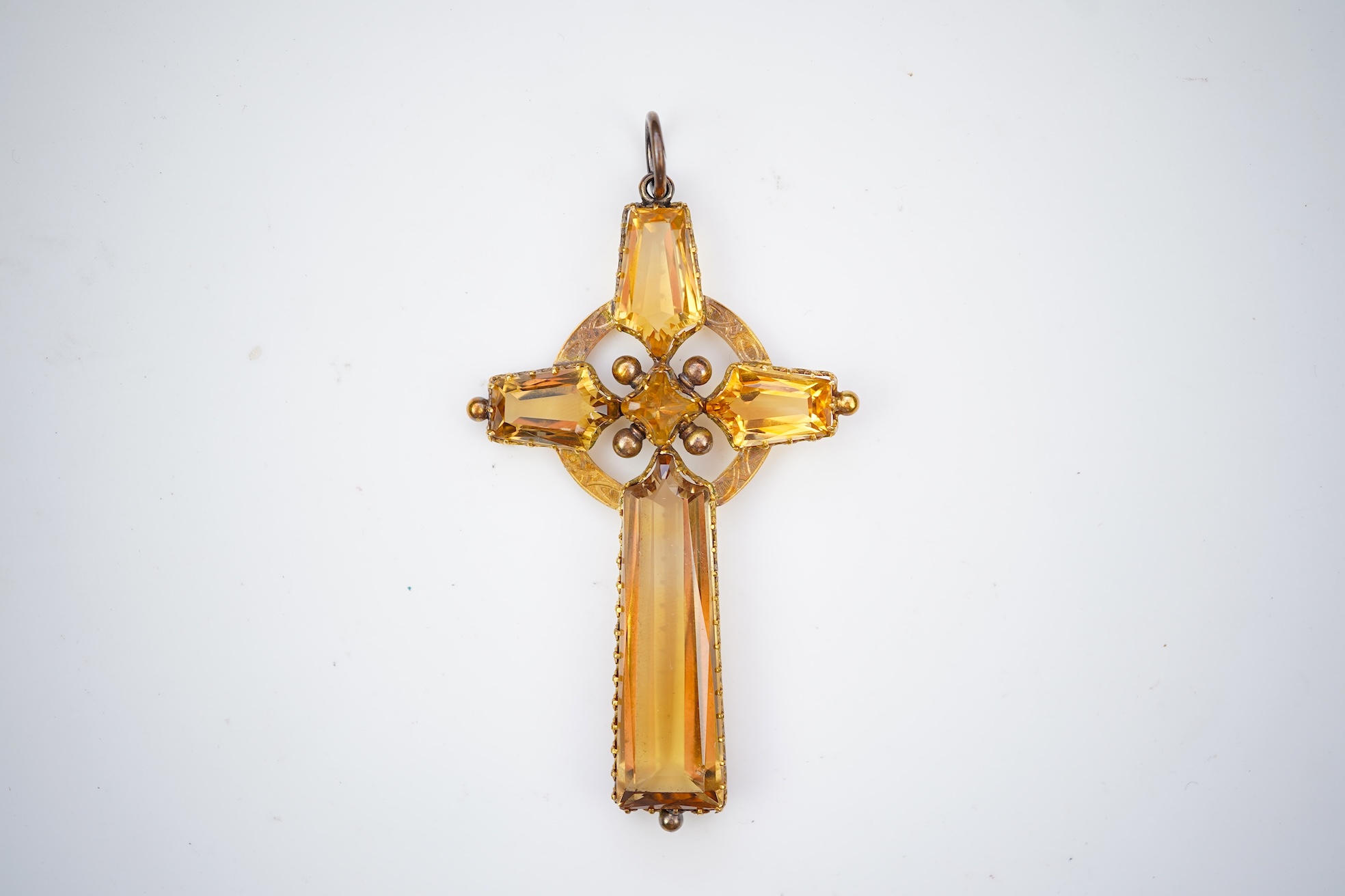 A Victorian gold and citrine pendant, late 19th century